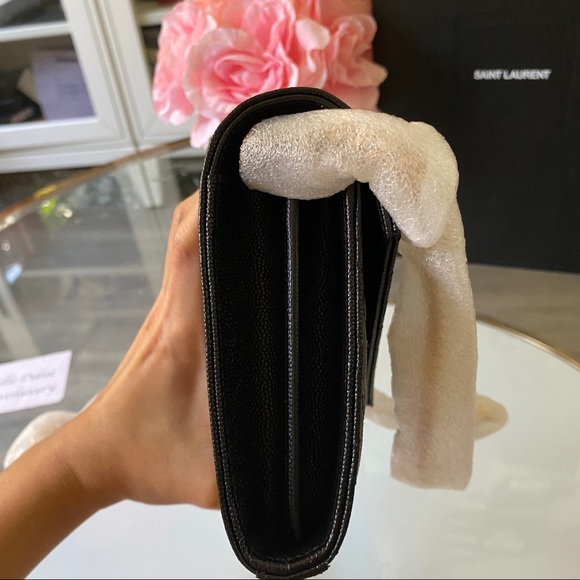 NEW SAINT LAURENT TRIQUILT MEDIUM CHAIN WALLET BLK - Picture 7 of 10